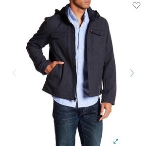 Levi's full zip hidden hood fleece lined jacket